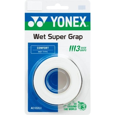 YONEX Грипове Yonex WET SUPER GRAP White - 3 броя (AC102-3 WH)