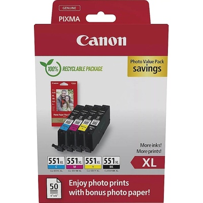 Canon CLI-551XL C/M/Y/BK Photo Value Pack (6443B008AA)