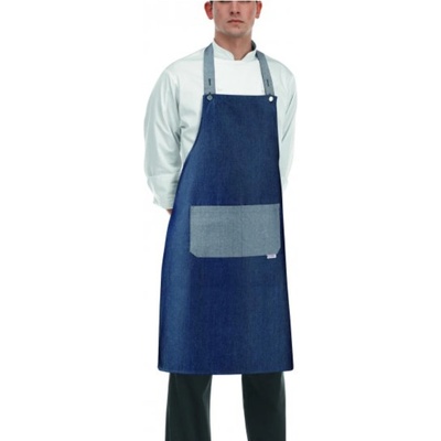 Egochef zástěra Rock ke krku s kapsou Jeans E-6113070F