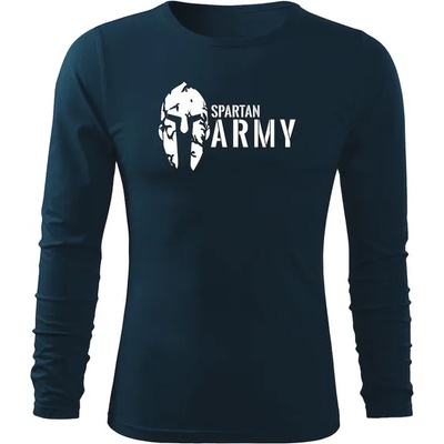DRAGOWA FIT-T Тениска с дълъг ръкав Spartan Army, тъмносиня, 160 г/м2 (5614)