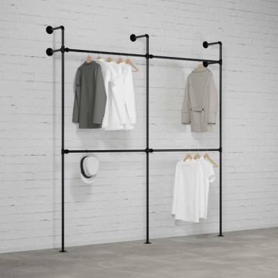 Walteco Systém Rusticline DARIO II DOUBLE - šatní sestava, montáž do stěny, 2200x2320mm