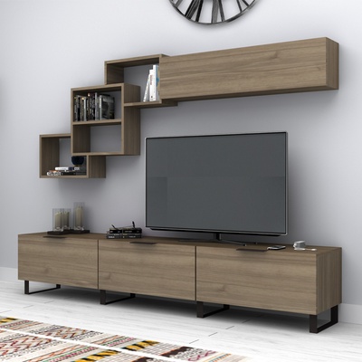 TopMebel Меламинов телевизионен модул в цвят орех 210x35x40см