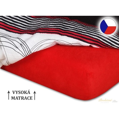 Dadka froté prostěradlo červené 90x200x25