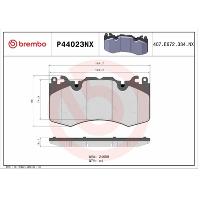Sada brzdových platničiek, vždy 4 kusy v sade BREMBO P44023NX