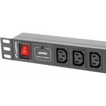 Lanberg Алуминиев PDU за монтаж в сървърен шкаф, Lanberg, 1U 10A 10 IEC C13 2m гнезда, черен