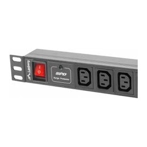 Lanberg Алуминиев PDU за монтаж в сървърен шкаф, Lanberg, 1U 10A 10 IEC C13 2m гнезда, черен