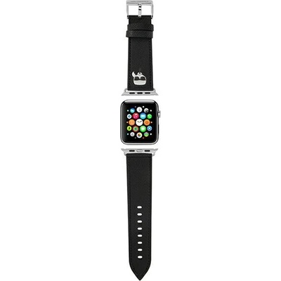 Karl Lagerfeld Karl Lagerfeld KLAWMOKHK Saffiano Karl Heads каишка за Apple Watch 4/5/6/7/SE 40/41mm, черен (KLD779BLK)