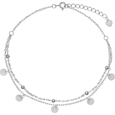 Again Jewelry Dvojitý stříbrný náramek na kotník AJNH0002 – Zboží Mobilmania