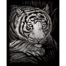 Škrabací obrázek stříbrný Tygr