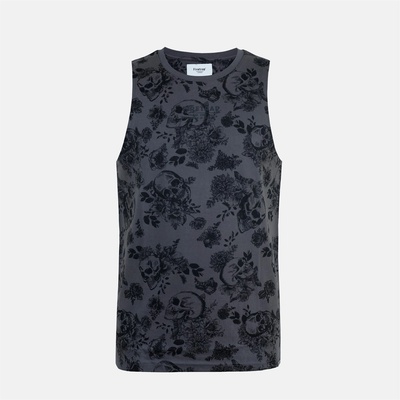 Firetrap Men's All Over Print Muscle Vest - Charcoal