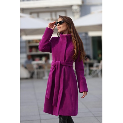 Radek's Collection Дамско вълнено палто с колан в лилав цвят 12209-702k