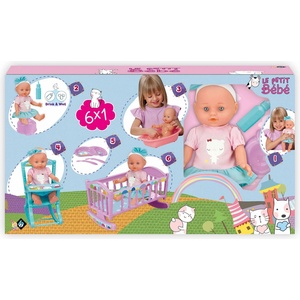 LOKO Toys LT Кукла пишкаща Le Petit Bebe 30 см. с легло, стол за хранене и корито