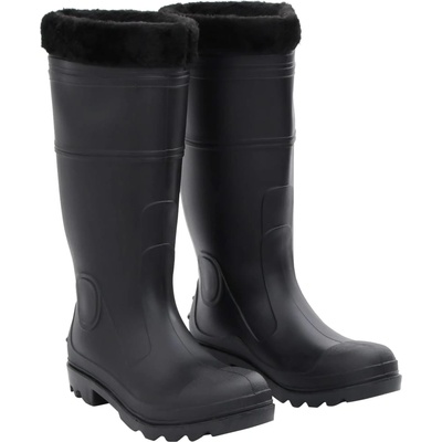 vidaXL Ботуши за дъжд с подвижни чорапи, черни, размер 41, PVC (137599)
