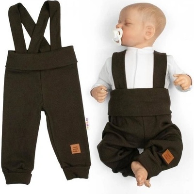 Baby Nellys Rostoucí legíny se šlemi žebrované s širokým pásem čokoláda