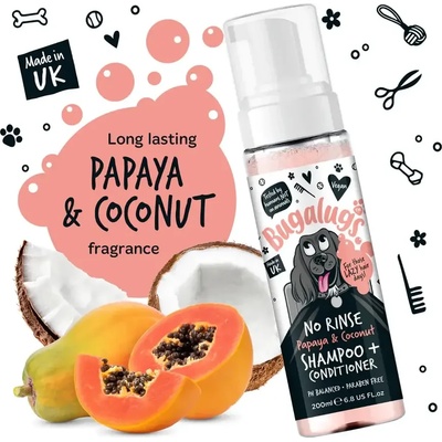 Bugalugs No Rinse Papaya & Coconut Dog Shampoo & Conditioner Сух Шампоан и Балсам 2в1 200ml