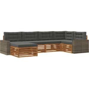 vidaXL Комплект дивани за открито 6 бр. Натурален и Антрацит (3383580)