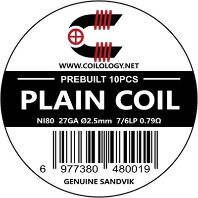 Coilology Plain Coil SANDVIK Ni80 27GA 2.5mm 7/6LP 0.79ohm 10pcs