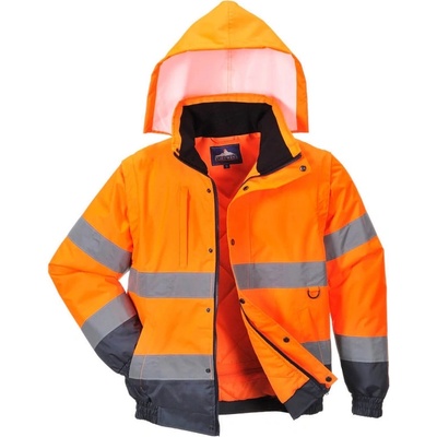PortWest bunda HI-Vis 2v1 C468 odnímatelné rukávy reflexní oranžová