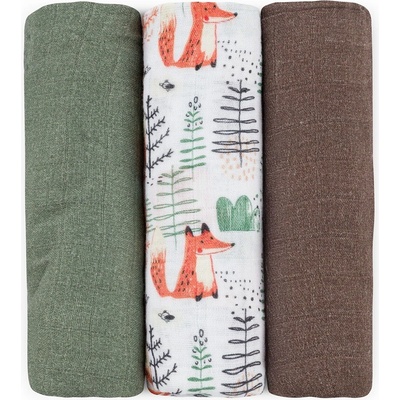 Petite & Mars Sada bambusová mušelínová Moussy Forest Fox 68 x 68 cm 3ks