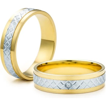 Image 1 of SAVICKI Сватбени халки: двуцветно злато, плоски. 5 мм