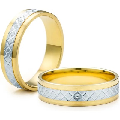 SAVICKI Сватбени халки: двуцветно злато, плоски. 5 мм