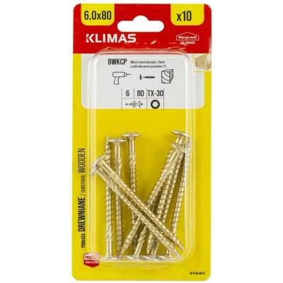 Klimas Wkret-Met 6x80mm - 10 ks - Konštrukčná skrutka s tanierovou hlavou TX, BWKCP