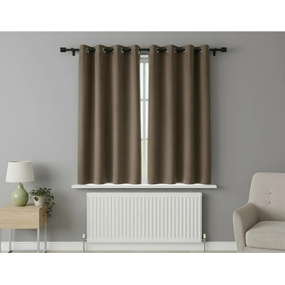 Mybesthome New Vitoria Blackout Zatemňovací krátký závěs s kroužky, 135 × 160 cm, cappucino, 1 ks