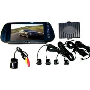 Carmart Парктроник с цветен дисплей 7" в огледало с USB, Bluethooth и камера