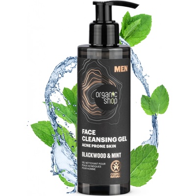 Organic Shop Čisticí gel na pleť se sklonem k akné Blackwood a máta 200 ml