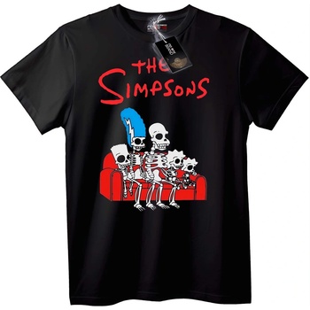 NOONEBRAND Тениска Скелетно Семейство на Simpsons - 2XL, White