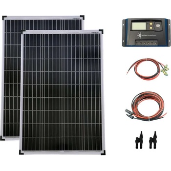 Image 1 of Solartronic Комплект соларна система 2x100W поликристални соларни панели, 20A контролер, кабели и букси (SET-200P-20A-KA-ST)