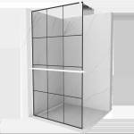 Mexen Kioto+ душ стена с рафт Walk-in 100 x 200 см, черна решетка, бяла - 800-100-121-20-77 (800-100-121-20-77)