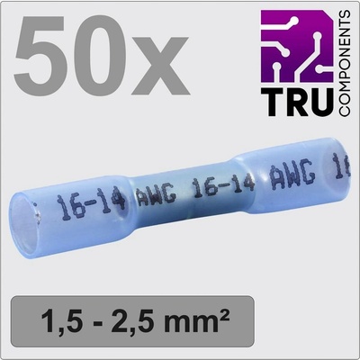 TRU COMPONENTS TC-12888404 krimpovacie spojka so zmršťovacou bužírkou 1.5 mm² 2.5 mm² úplne izolované modrá 50 ks