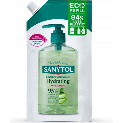 Sanytol Zelený čaj & Aloe Vera dezinfekčný hydratujúce mydlo na ruky náhradná náplň 500 ml