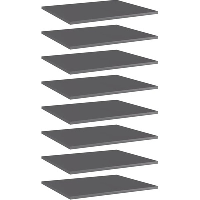 vidaXL Рафтове, 8 бр, сив гланц, 60x50x1, 5 см, инженерно дърво (805281)