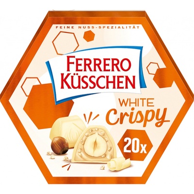 Ferrero Küsschen čokoládové pralinky White Crispy v bílé čokoládě s mléčným krémem 172 g