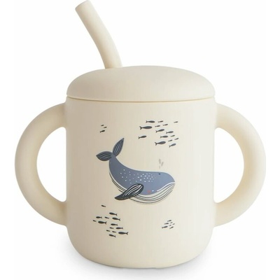 Mushie Silicone Training Cup Whales hrnek s brčkem 270 ml