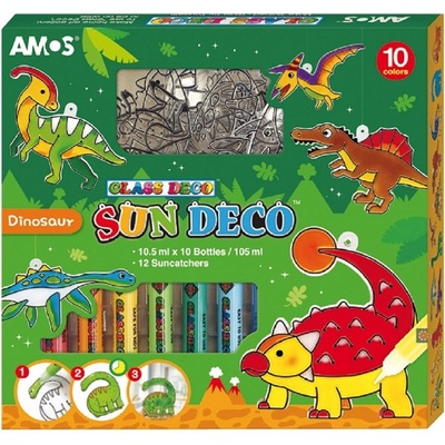 Amos Velká sada Barvy na sklo Dinosauři barvy + sklíčka