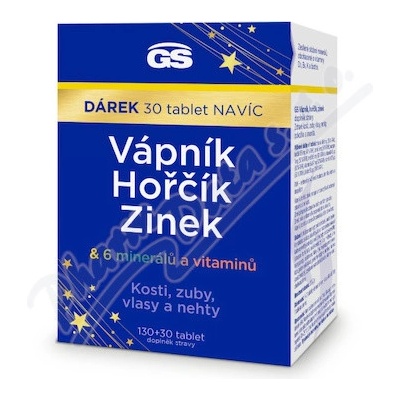 GS Vápník Hořčík Zinek 130 + 30 tabliet