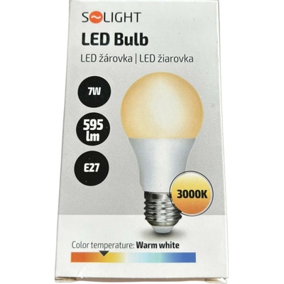 Solight LED žiarovka E27 7W 3000K 595lm