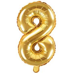 Party Deco Фолиев Балон Цифра, Златно, 35см - 8 (fb10m-8-019)