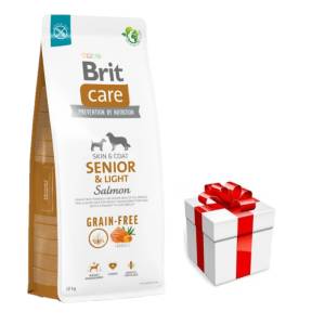 Brit CARE Беззърнена храна за кучета Senior & Light Salmon 12кг + безплатна изненада за кучето
