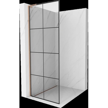 Mexen Kioto L стена за душ Walk-in 70 x 200 см, черен модел, четкана мед - 800-070-103-65-77 (800-070-103-65-77)