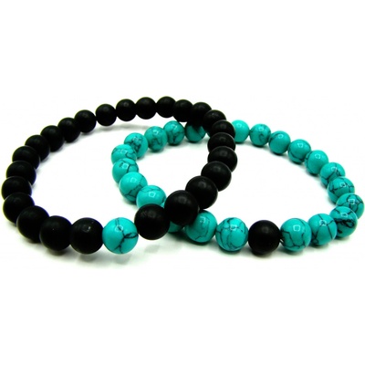 Steel Jewelry Náramky pro páry zelený a černý z přírodních kamenů NR250106