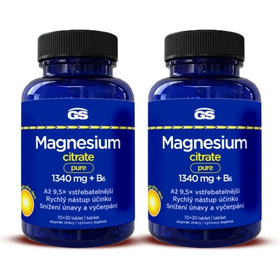 GS Magnesium citrate pure 1340 mg + B6 2 x 70+30 tablet