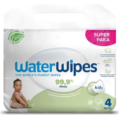 WaterWipes Soapberry 100% BIO odbúrateľné obrúsky s mydlovými orechami 4 x 60 ks