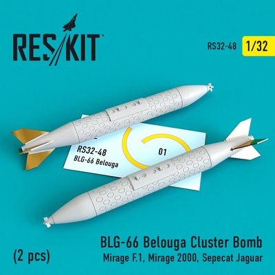 Mirage Reskit BLG-66 Belouga cluster bombs 2 pcs Mirage F.1 2000 Sepecat Jaguar 1:32