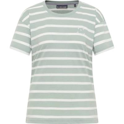 ELBSAND Дамска тениска ELBSAND Women's Uumi T-shirt - Silt Green / Cloud White / Stripe - размер XXL (916-7691-0216)