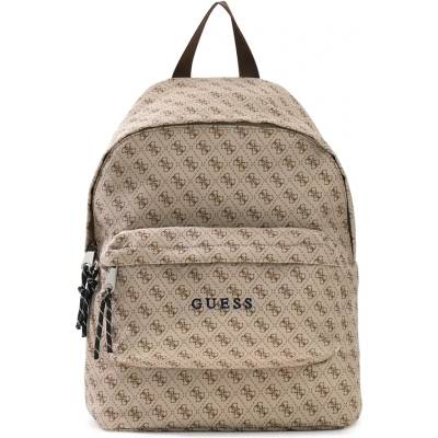 Guess Бежова спортна раница от плат за дете с кафеви лога Guess