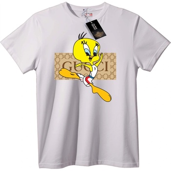 NOONEBRAND Тениска с Туити и Gucci Лого - M, White